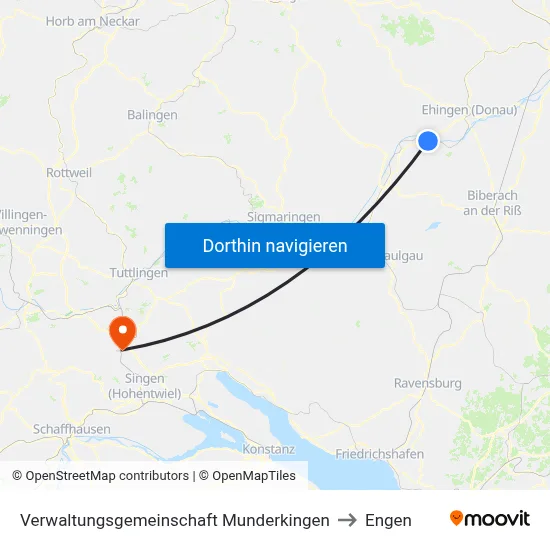 Verwaltungsgemeinschaft Munderkingen to Engen map