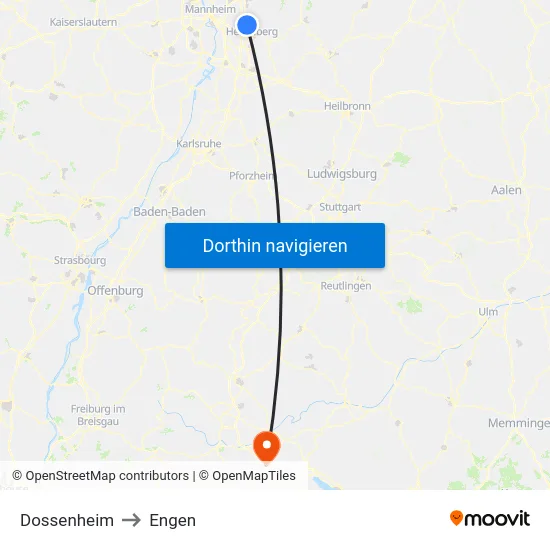 Dossenheim to Engen map