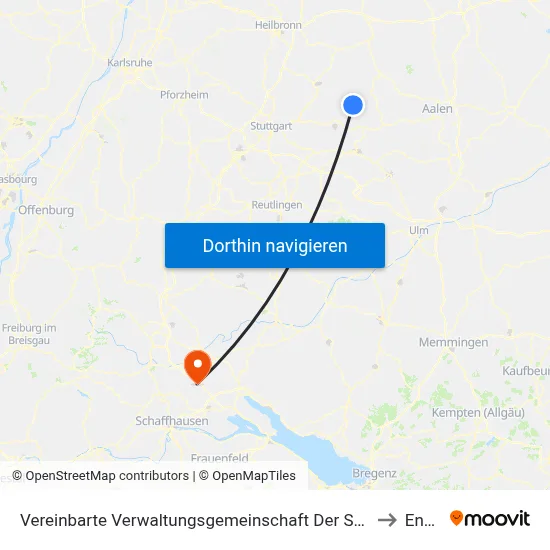 Vereinbarte Verwaltungsgemeinschaft Der Stadt Welzheim to Engen map