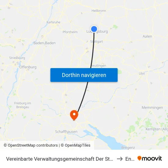 Vereinbarte Verwaltungsgemeinschaft Der Stadt Bietigheim-Bissingen to Engen map