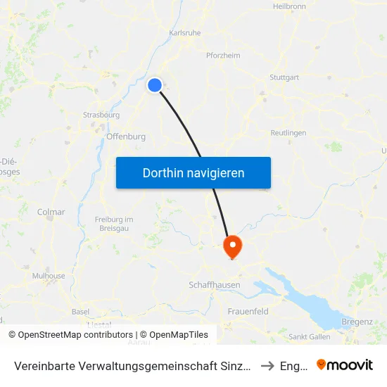 Vereinbarte Verwaltungsgemeinschaft Sinzheim to Engen map