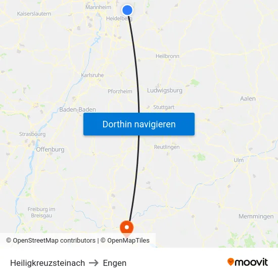 Heiligkreuzsteinach to Engen map