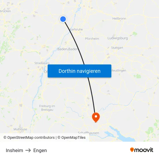 Insheim to Engen map