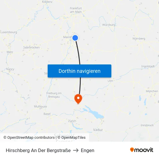 Hirschberg An Der Bergstraße to Engen map