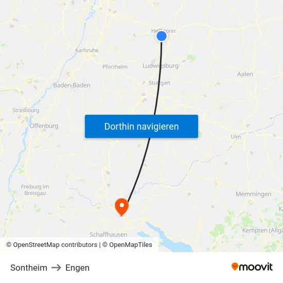 Sontheim to Engen map