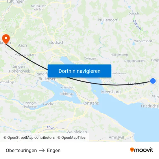 Oberteuringen to Engen map
