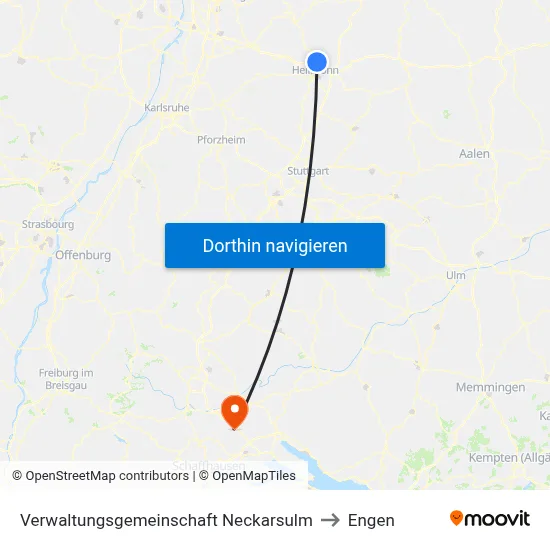 Verwaltungsgemeinschaft Neckarsulm to Engen map