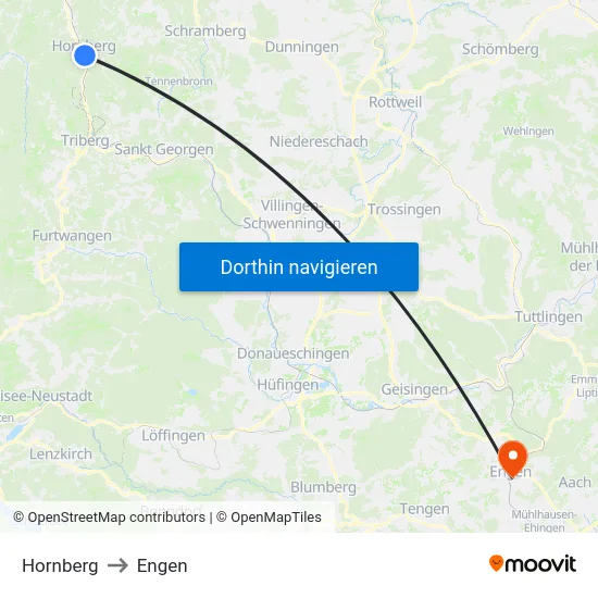 Hornberg to Engen map