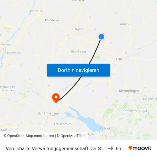 Vereinbarte Verwaltungsgemeinschaft Der Stadt Göppingen to Engen map
