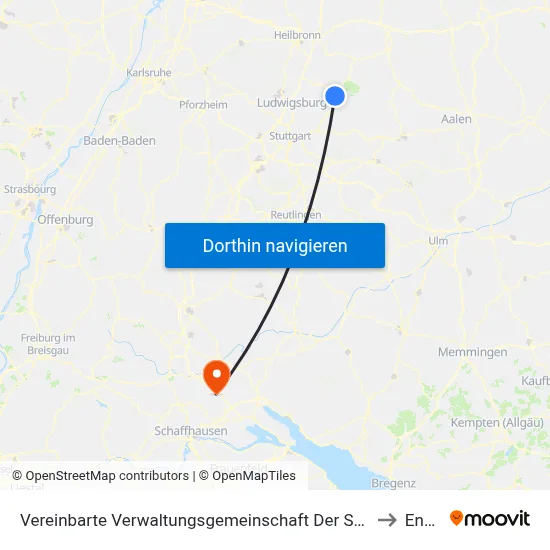 Vereinbarte Verwaltungsgemeinschaft Der Stadt Backnang to Engen map