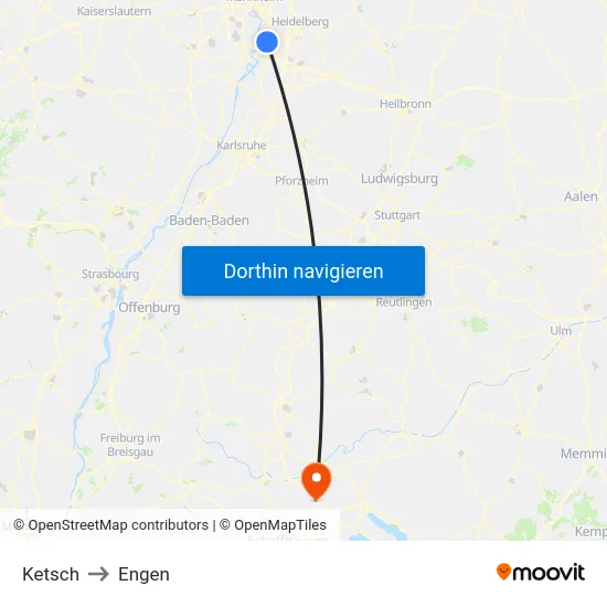 Ketsch to Engen map