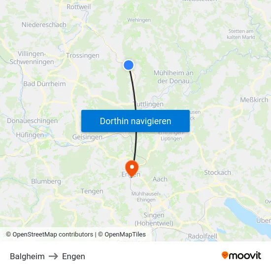 Balgheim to Engen map