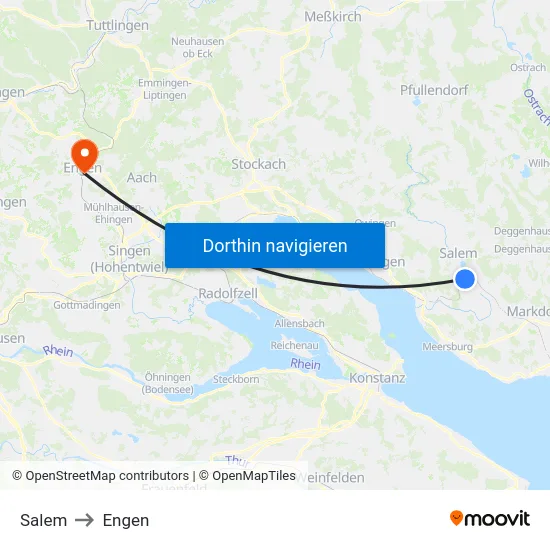 Salem to Engen map