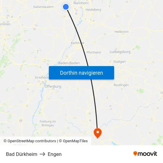 Bad Dürkheim to Engen map