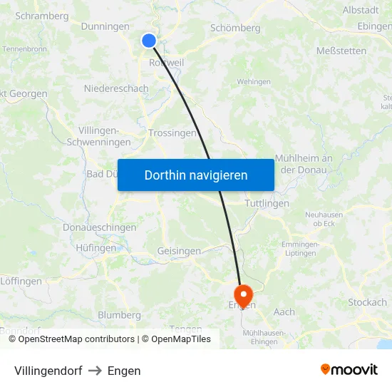 Villingendorf to Engen map