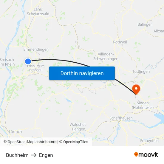 Buchheim to Engen map