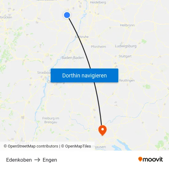 Edenkoben to Engen map