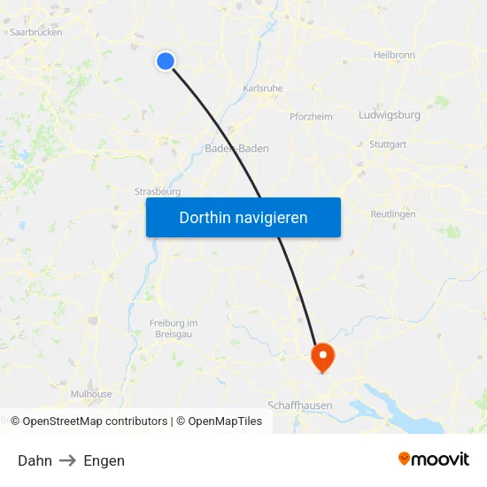 Dahn to Engen map