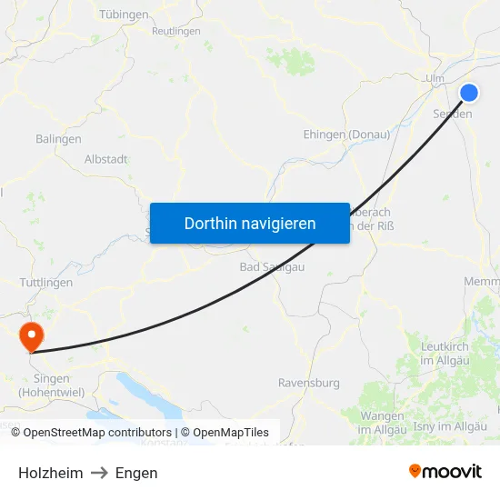 Holzheim to Engen map