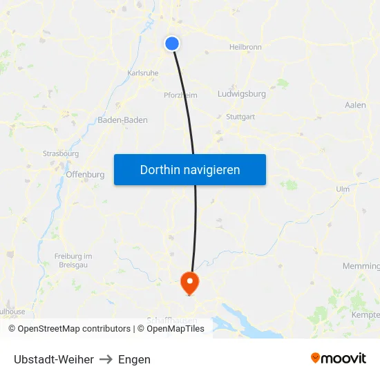 Ubstadt-Weiher to Engen map