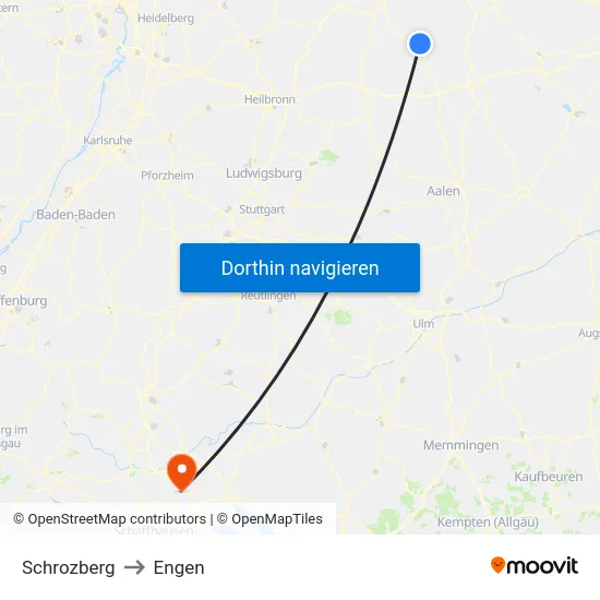 Schrozberg to Engen map