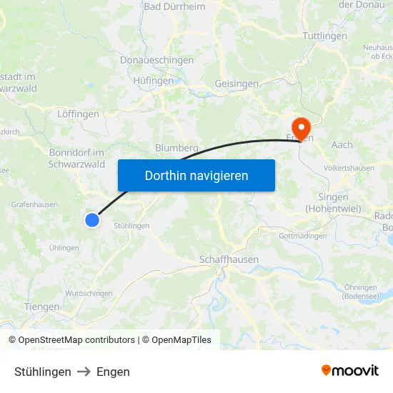 Stühlingen to Engen map