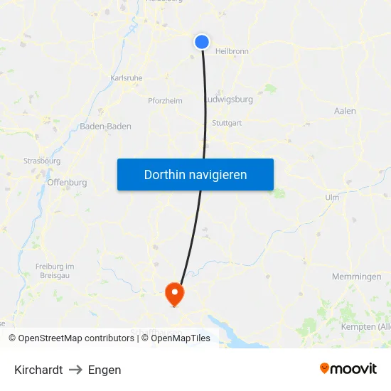 Kirchardt to Engen map