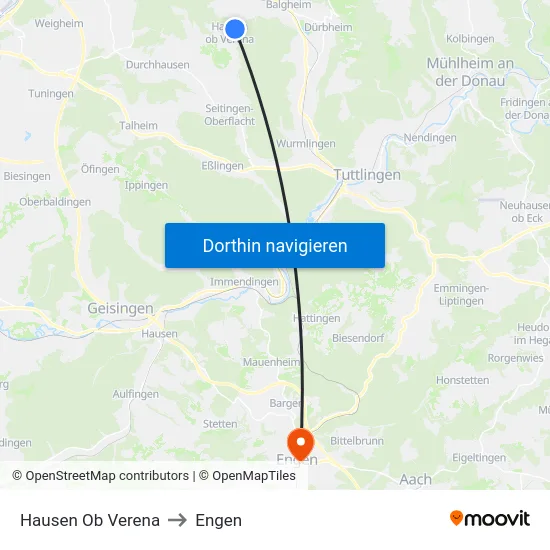 Hausen Ob Verena to Engen map
