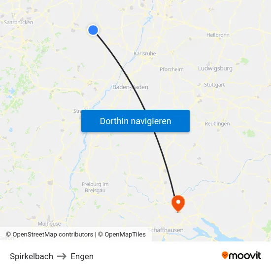 Spirkelbach to Engen map