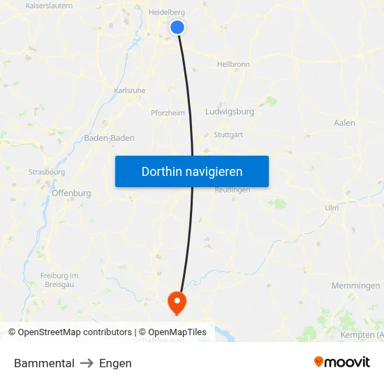 Bammental to Engen map