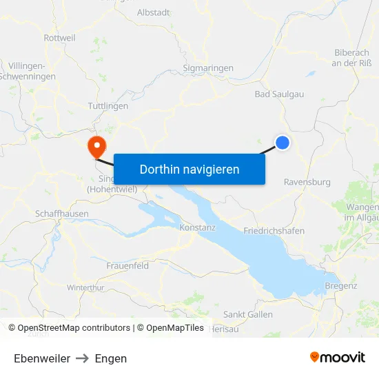 Ebenweiler to Engen map
