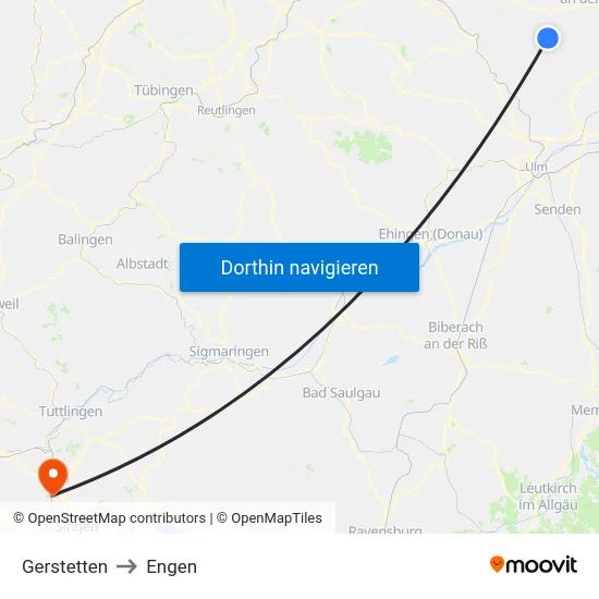 Gerstetten to Engen map