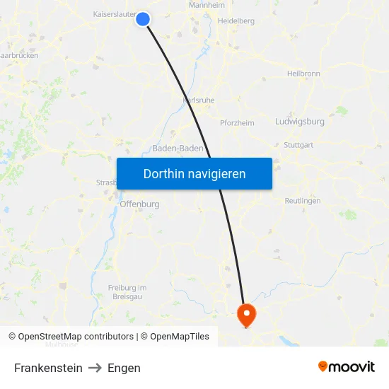 Frankenstein to Engen map