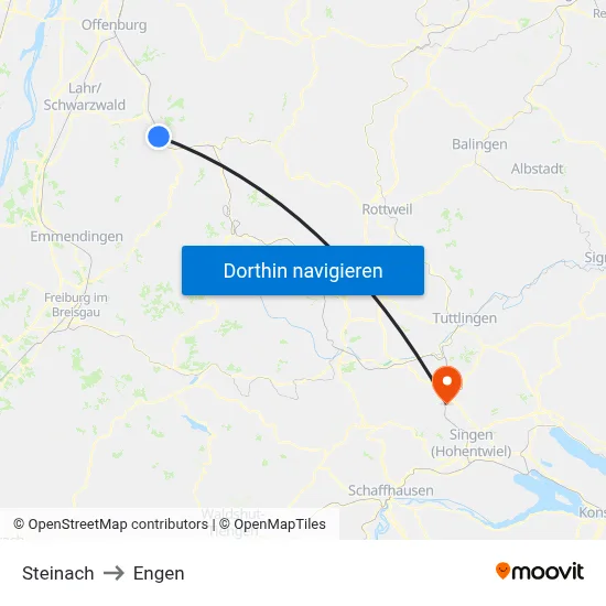 Steinach to Engen map