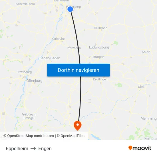 Eppelheim to Engen map