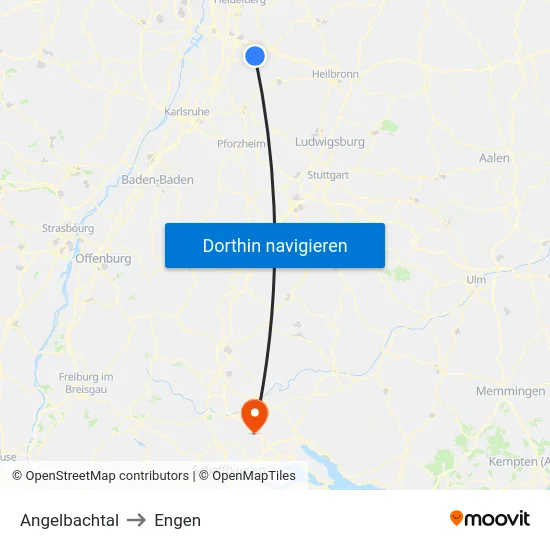 Angelbachtal to Engen map