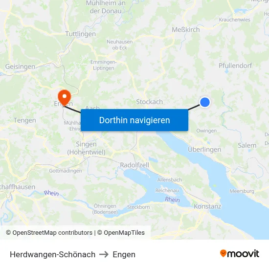 Herdwangen-Schönach to Engen map