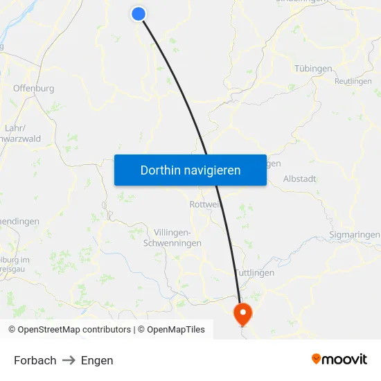 Forbach to Engen map