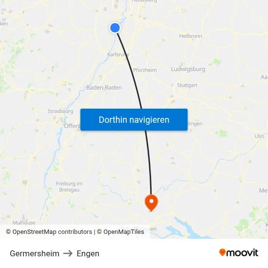 Germersheim to Engen map
