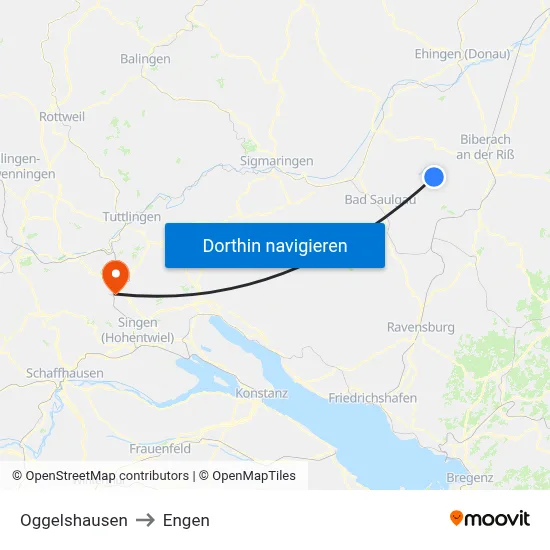 Oggelshausen to Engen map