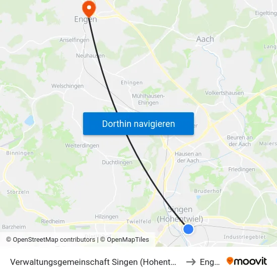 Verwaltungsgemeinschaft Singen (Hohentwiel) to Engen map