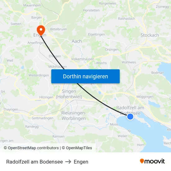 Radolfzell am Bodensee to Engen map