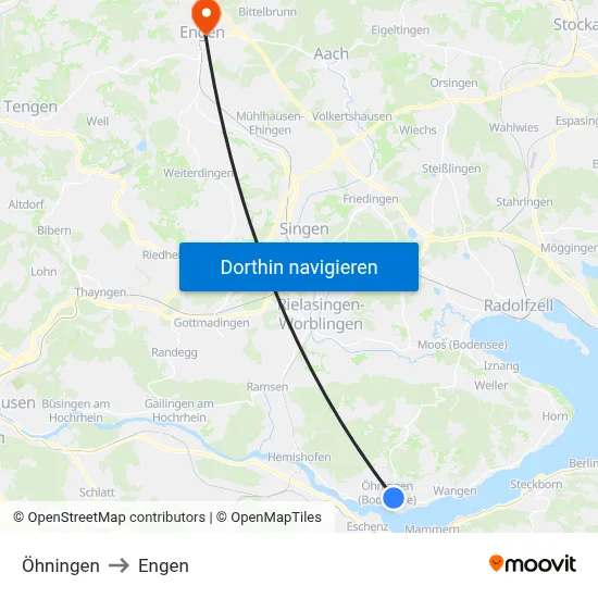Öhningen to Engen map
