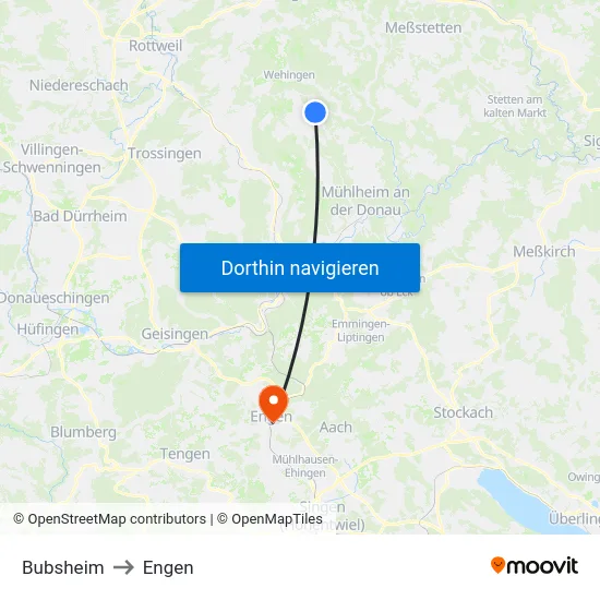 Bubsheim to Engen map