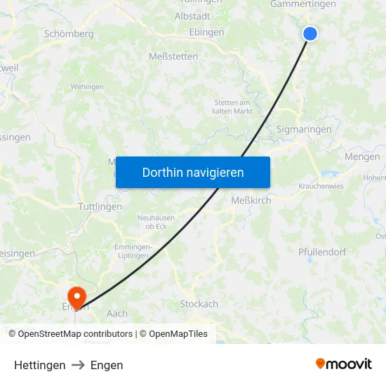Hettingen to Engen map