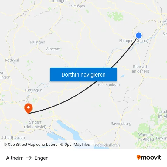 Altheim to Engen map