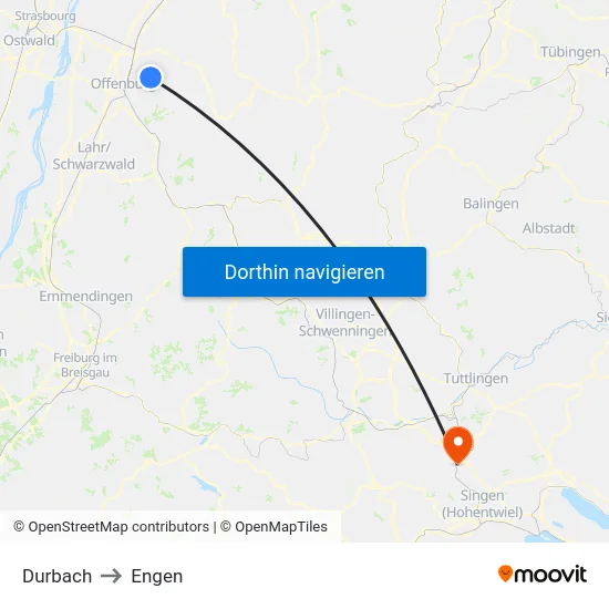 Durbach to Engen map