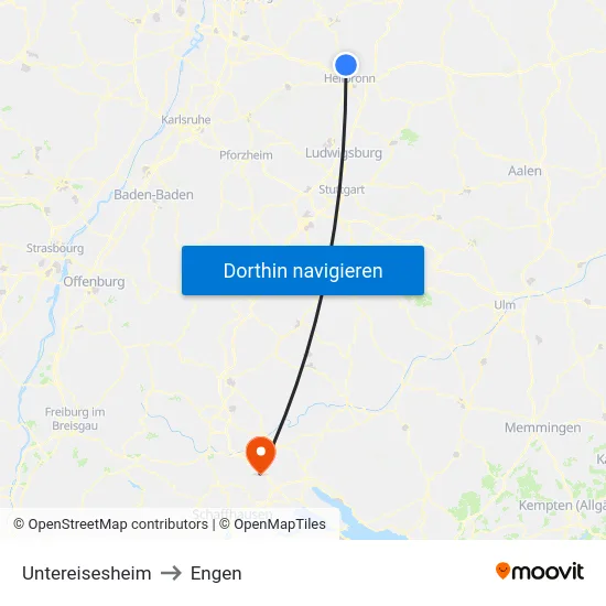 Untereisesheim to Engen map