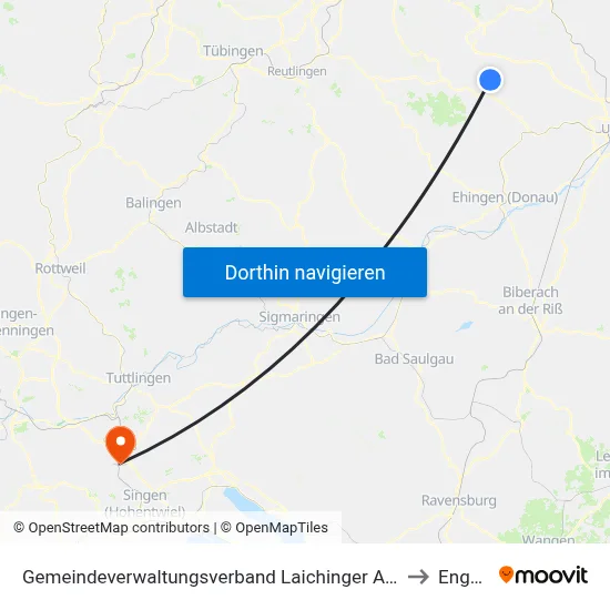 Gemeindeverwaltungsverband Laichinger Alb to Engen map