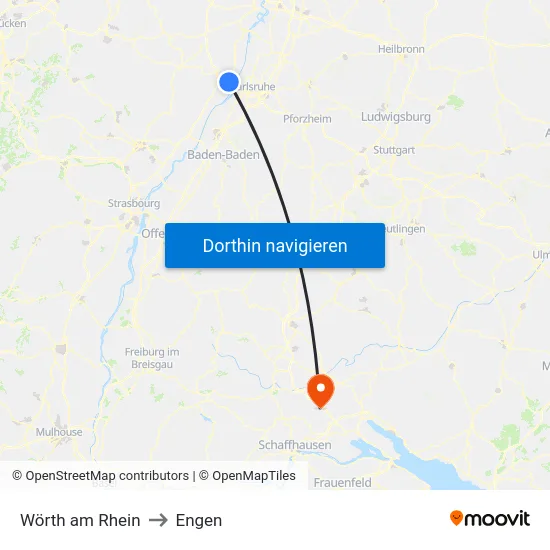 Wörth am Rhein to Engen map